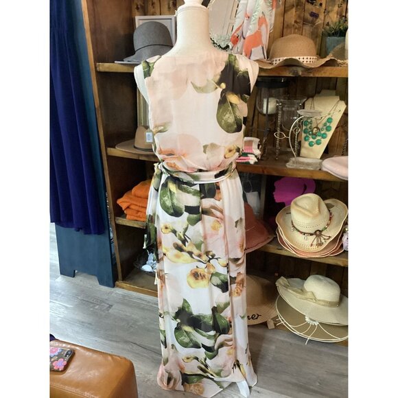 Sangria Peach Floral Maxi Dress Size 6 - Picture 3 of 3